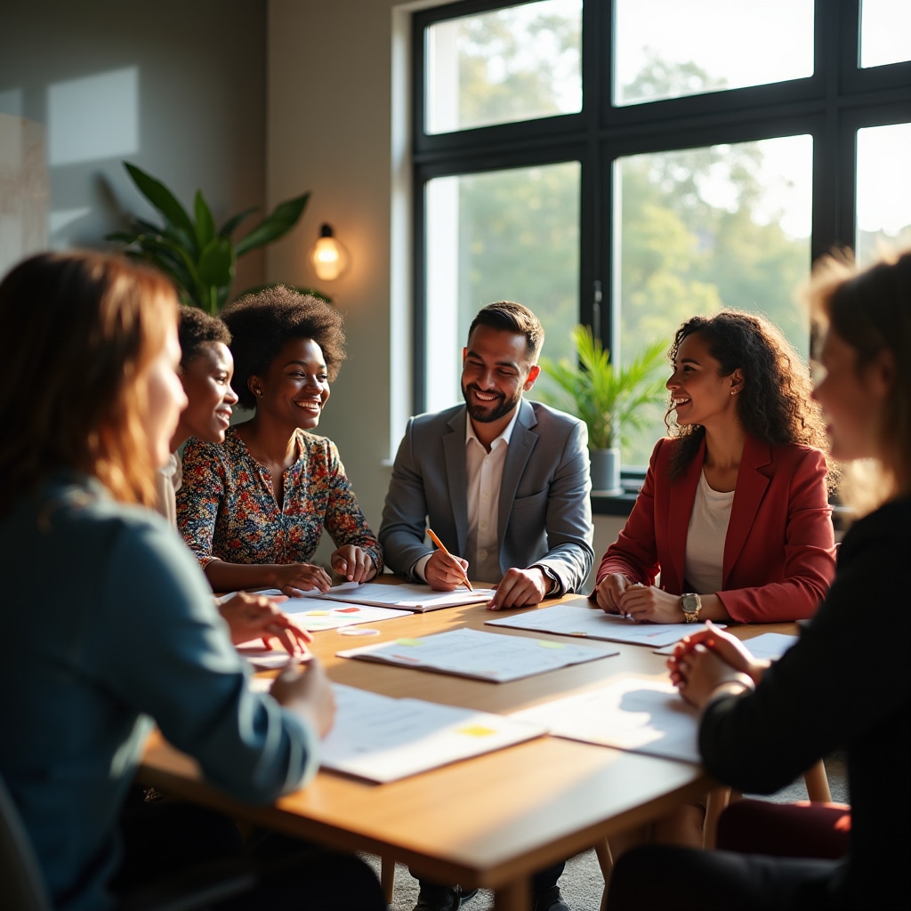 Team members participating in identity building workshop